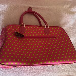 Pink Polka Dot Tote Bag with Green Dots